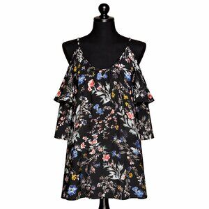 Parker Agave 100% Silk Cold Shoulder Floral Dress Small